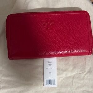 Tory Burch Vibrant Red Zip Wallet
